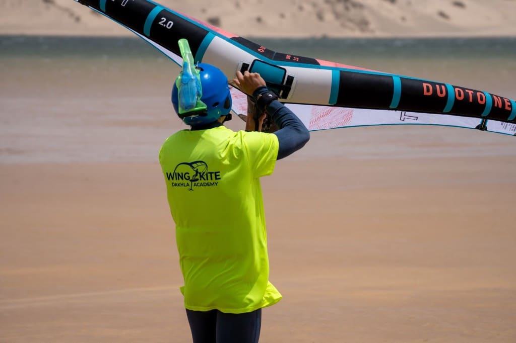 Wingfoil gear on the beach — Wing Kite Dakhla Academy